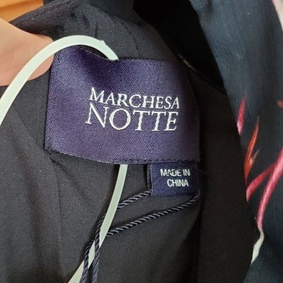 NWT Marchesa Notte Floral Print Cold Shoulder Ruffle Midi Dress - Picture 9 of 12